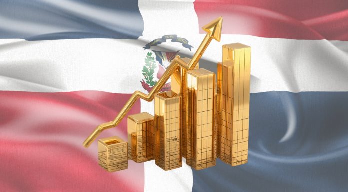 Symbolische grafiek van de economische groei van de Dominicaanse Republiek in 2025.